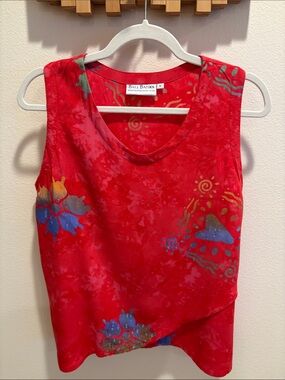 Bali Batiks Red Floral Scoop Neck Tank